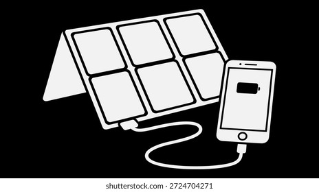 Panel solar que carga un teléfono móvil con un cable
