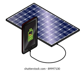 Solar panel charging a tablet or smart phone.