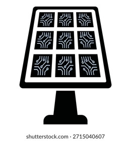 Solar panel with circuit board design vector illustration. Renewable energy technology and sustainable power generation.