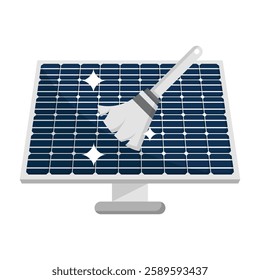 Solar panel cleaning icon isolated on white background