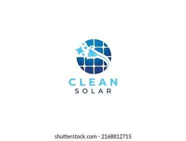 Solar Panel Cleaning Logo Concept