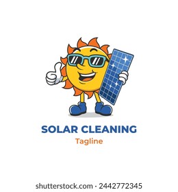 Solar panel cleaning mascot logo