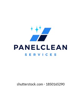 solar panel cleaning service logo vector icon illustration