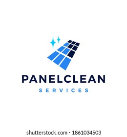 solar panel cleaning service logo vector icon illustration