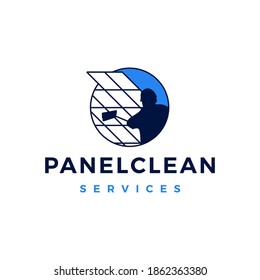 Solar Panel Cleaning Service Logo Vector Icon Illustration