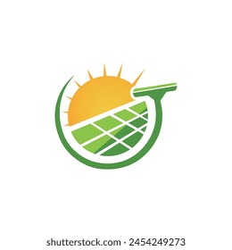 solar panel cleaning service logo vector icon illustration logo vector icon illustration
