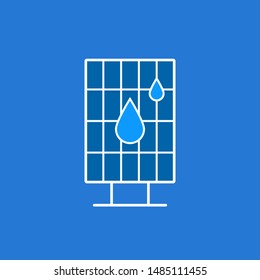 solar panel cleaning simple icon. flat style modern logotype graphic art design isolated on blue background