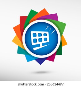 Solar panel color icon, vector illustration. Flat design style