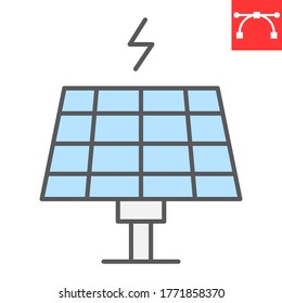 Solar panel color line icon, energy and ecology, sun solar panel sign vector graphics, editable stroke colorful linear icon, eps 10