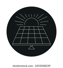 Solar panel color line icon. Renewable energy sources. Vector isolated element. Editable stroke.