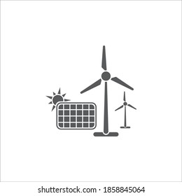 Solarpaneele (kommerziell), Vektorgrafik. Hochwertiges Flachsymbol.