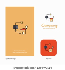 Solar panel Company Logo App Icon and Splash Page Design. Creative Business App Design Elements