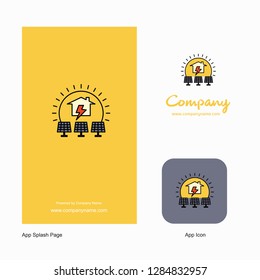Solar panel Company Logo App Icon and Splash Page Design. Creative Business App Design Elements