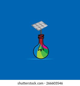 solar panel connect with colorful bulb
