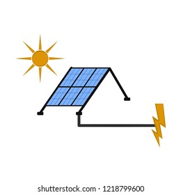 Solar panel connected to an energy symbol. Vector illustration design