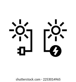 solar panel connected to a house icon vector isolated illustration. Solar energy concept