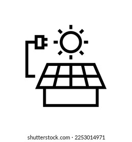 solar panel connected to a house icon vector isolated illustration. Solar energy concept