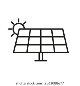 Solar panel connecting icon in line design. Solar, panel, connecting, connection, wire, energy, electricity isolated on white background vector. Solar panel connecting editable stroke icon