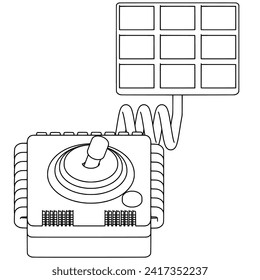 Arte de la línea de control de panel solar. Ilustración vectorial con tema de sostenibilidad y estilo de arte de línea.