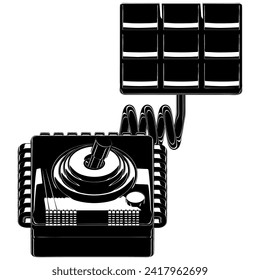 Solar panel control silhouette. Vector illustration with sustainability theme and silhouette style.