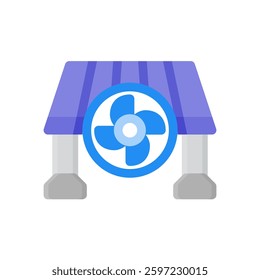 solar panel with cooling system flat icon illustration