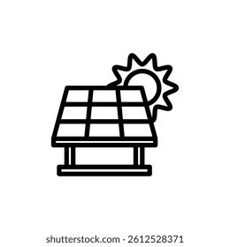 Solar panel depicted with sun rays showing clean energy concept for environmental solutions projects and presentations.