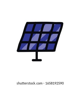 solar panel doodle icon, vector illustration