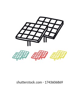 icono del doodle del panel solar, ilustración del vector