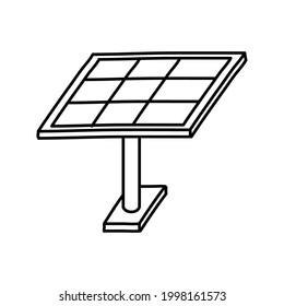 icono del doodle del panel solar, ilustración del vector.