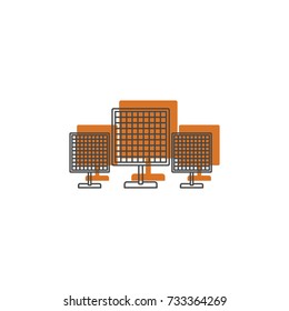 Solar panel doodle icon vector illustration for design and web isolated on white background. Solar panel vector object for label web and advertising