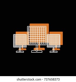 Solar panel doodle icon vector illustration for design and web isolated on black background. Solar panel vector object for label web and advertising