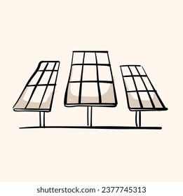 Solar panel Doodle sketch Hand drawn Solar panel line art. Solar panel sketch doodle for infographic, website or app.