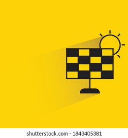 solar panel drop shadow on yellow background