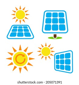 Solar panel - eco eergy icons set