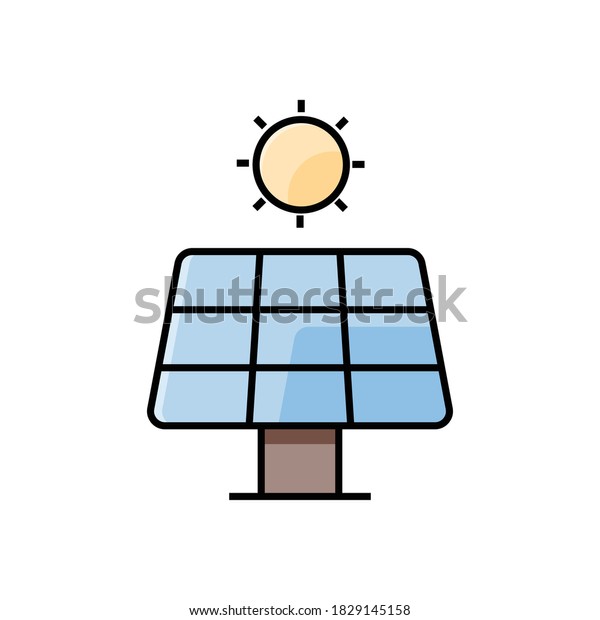 Solar panel\
ecology icon design color outline\
style