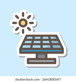 solar panel editable cartoon style sticker vector