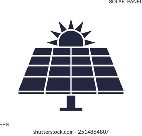 Logo de generación de electricidad de panel solar. Panel solar aislado sobre fondo blanco