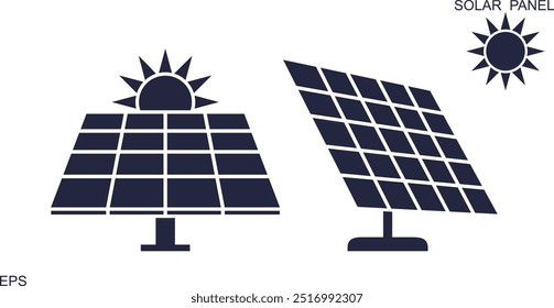 Logo de generación de electricidad de panel solar. Panel solar aislado sobre fondo blanco