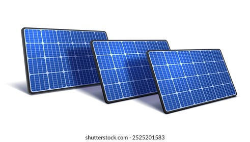 Solar panel electricity generation, vector illustration on the white background