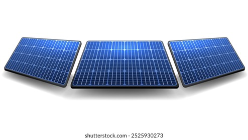 Geração de eletricidade do painel solar, ilustração vetorial no fundo branco