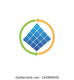 solar panel electricity renewable energy vector logo design template recycle circle