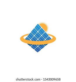 solar panel electricity renewable energy vector logo design template