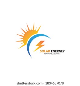 solar panel electricity renewable energy vector logo design template