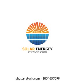 solar panel electricity renewable energy vector logo design template