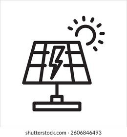 solar panel electricity simple line icon