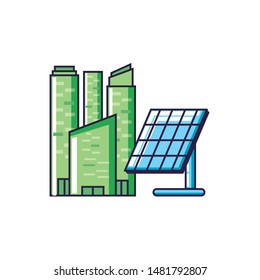 solar panel energy with buildings facade