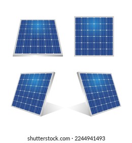 Solar panel. Solar Energy. Solar Cell 3d Isolated on White Background. Vector Illustration.