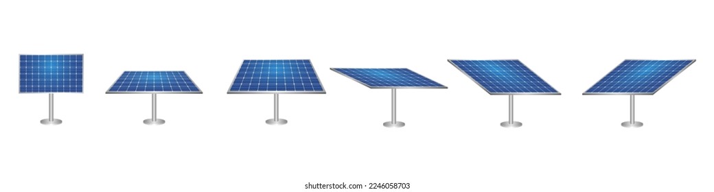 Solar panel. Solar Energy. Solar Cell 3d Isolated on White Background. Vector Illustration.