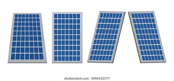 Solar panel. Solar Energy. Solar Cell 3d Isolated on White Background. Vector Illustration.