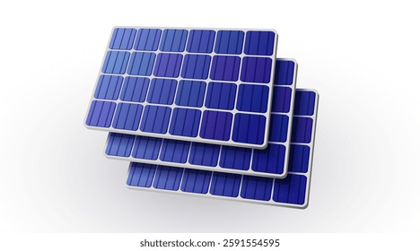 Solar panel. Solar Energy. Solar Cell 3d Isolated on White Background. Vector Illustration.